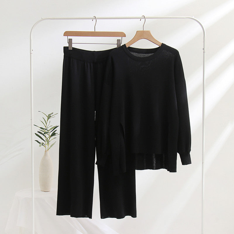 Damen lässiges Strickoberteil und Hose Set R&B