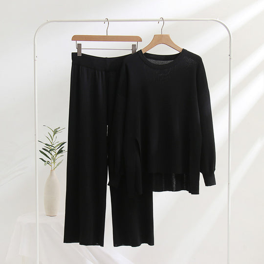 Damen lässiges Strickoberteil und Hose Set R&B