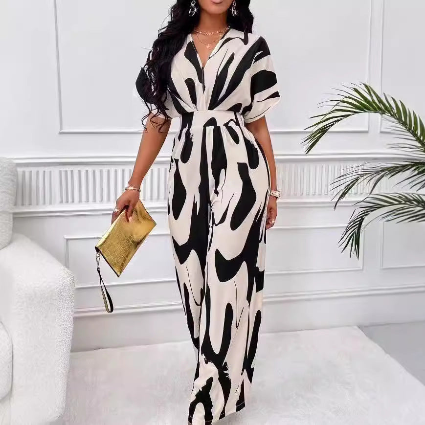 Damen Eleganter Jumpsuit mit weit geschnittenem Bein und raffiniertem Design R&B