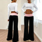 Damen Hochwertige Sporthose mit weitem Bein und Miditaille R&B