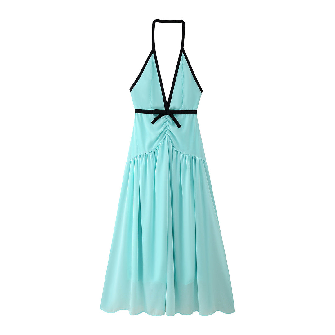 Damen Maxikleid mit elegantem Halterneck und romantischen Rüschendetails R&B