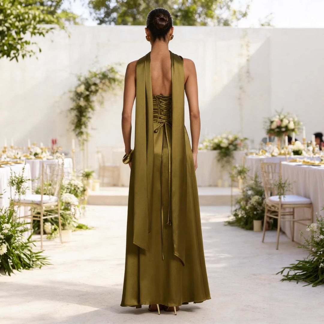 Damen Elegantes und schulterfreies Abendkleid mit fließendem Fall R&B
