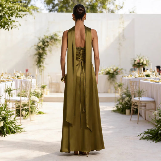 Damen Elegantes und schulterfreies Abendkleid mit fließendem Fall R&B
