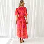 Damen Maxikleid mit voluminösen Ärmeln R&B