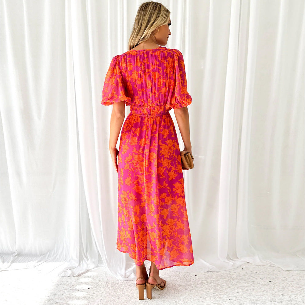 Damen Maxikleid mit voluminösen Ärmeln R&B