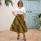 Damen schwingender Maxirock mit geometrischem Muster R&B