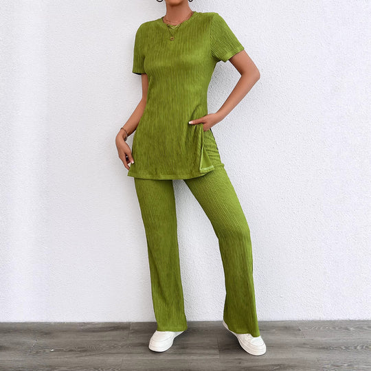Damen lässiges Zweiteiliges Set im modernen Rippenlook mit hohem Tragekomfort R&B