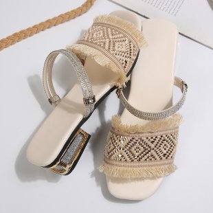 Damen modische Sandalen mit Fransen und glitzernden Riemen R&B