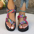 Damen Sommerliche Sport-Sandalen mit bunten Riemen und rutschfester Sohle R&B