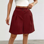 Damen modische Shorts mit hohem Bund und eleganten Faltendetails R&B