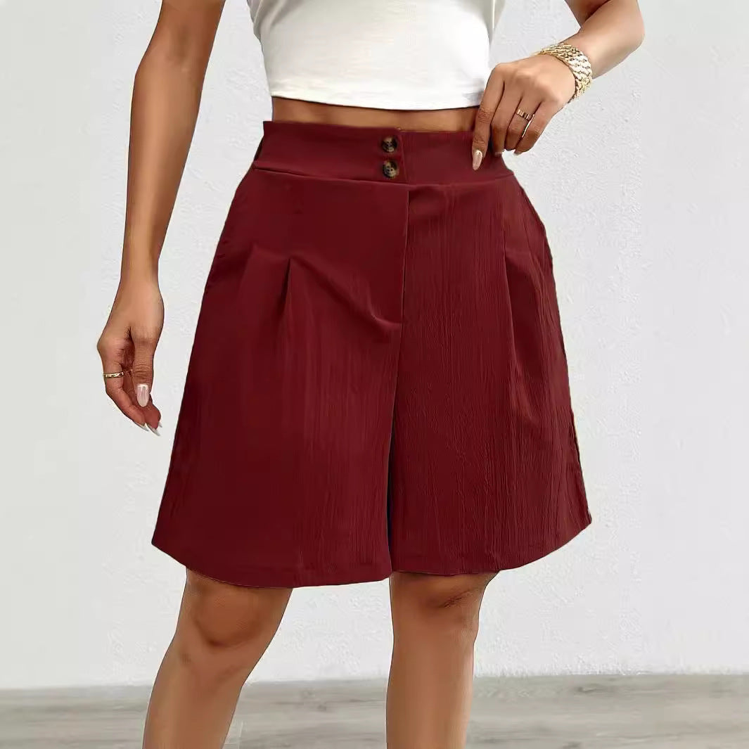 Damen modische Shorts mit hohem Bund und eleganten Faltendetails R&B