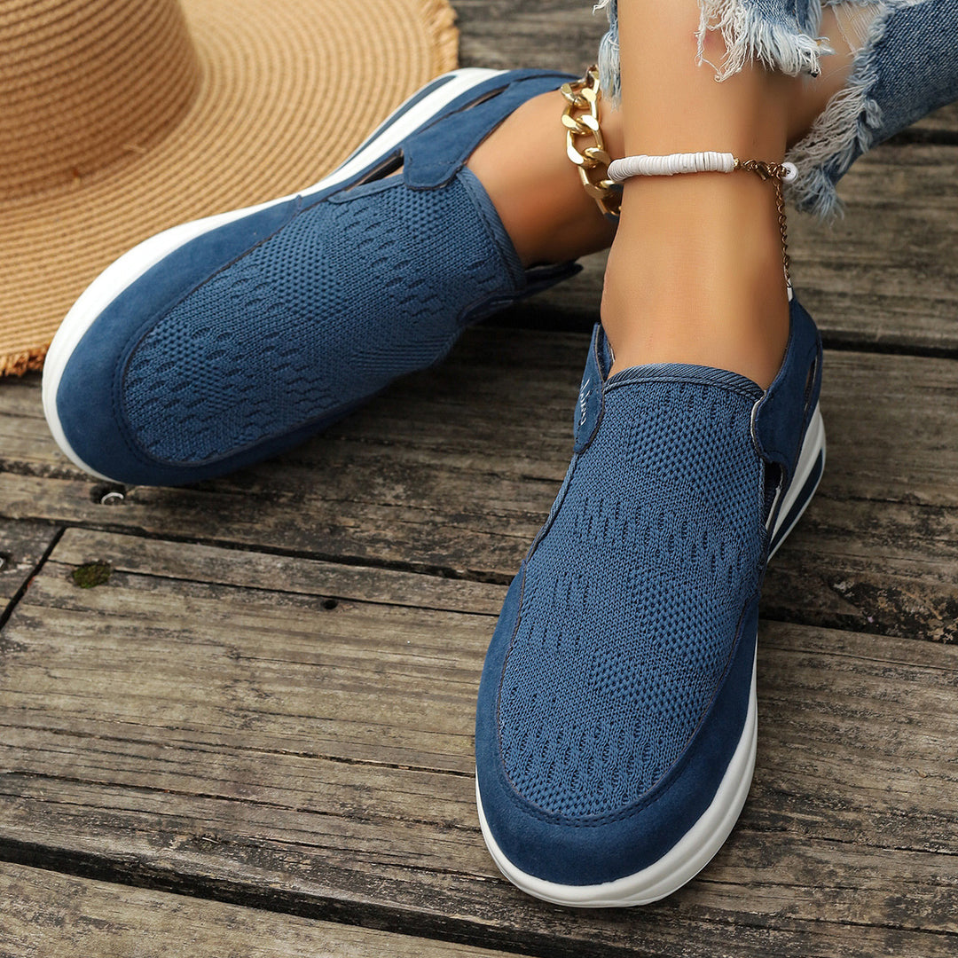 Damen Lässige Slip-On Sneakers mit atmungsaktivem Strickdesign und leicht dämpfender Sohle R&B