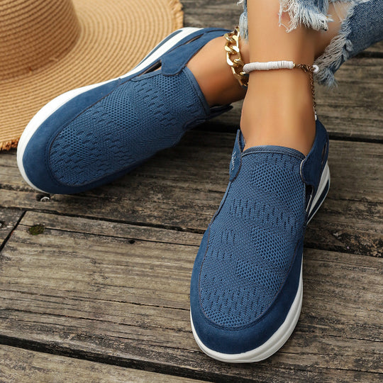 Damen Lässige Slip-On Sneakers mit atmungsaktivem Strickdesign und leicht dämpfender Sohle R&B