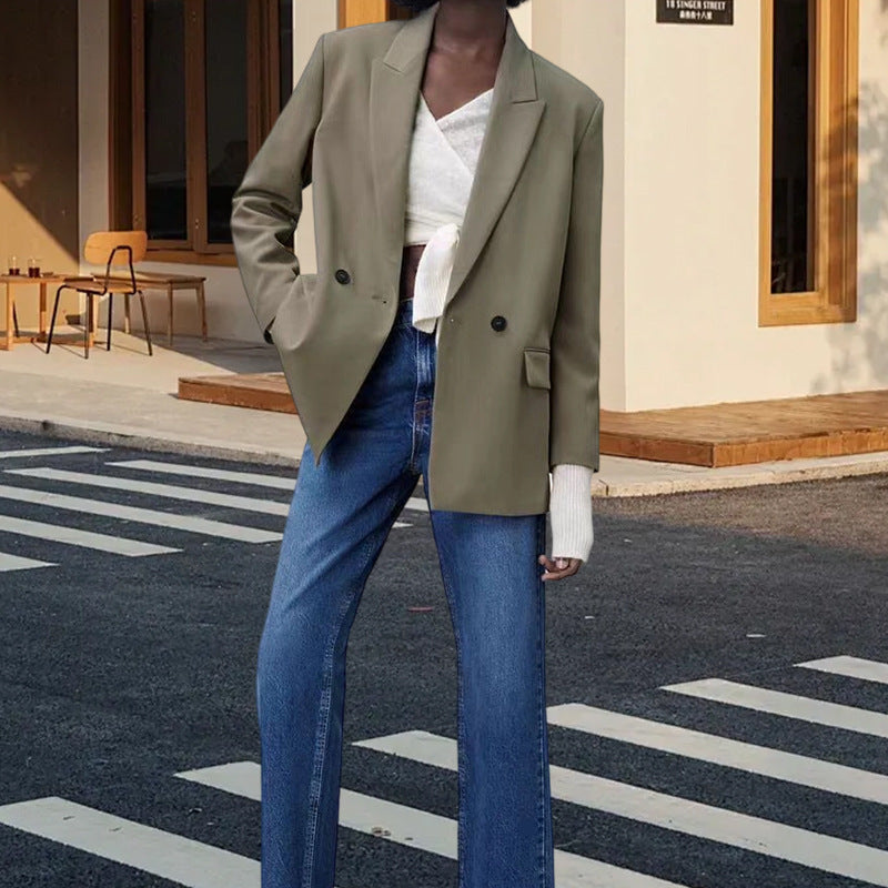 Damen Eleganter Blazer mit doppelt geknöpften Lappen R&B