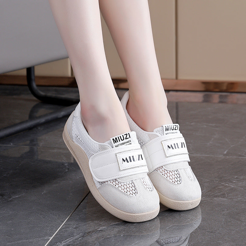 Damen Komfortable Freizeit Sneakers mit atmungsaktivem Netzdesign und elastischem Klettverschluss R&B