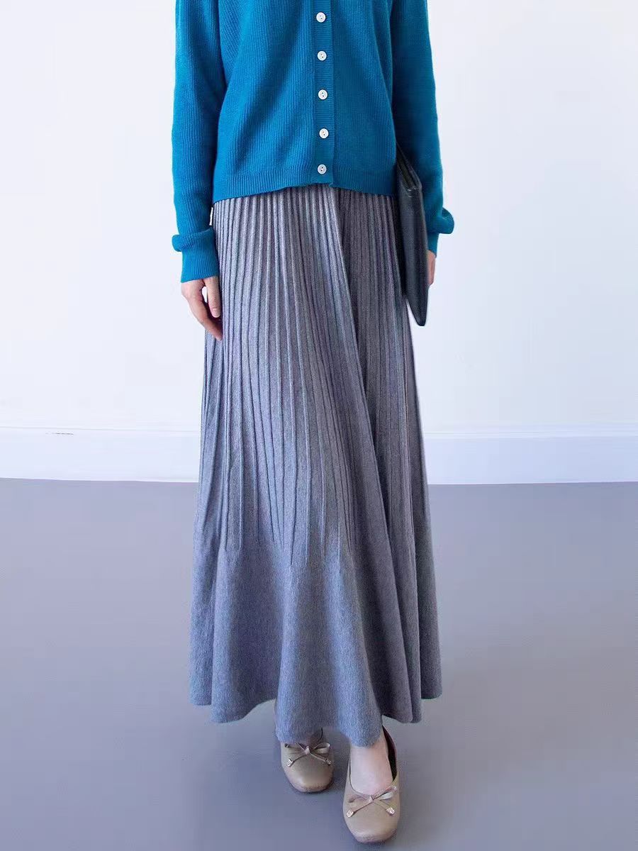 Damen eleganter Faltenrock mit hohem Bund R&B