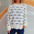 Damen Pullover mit weichem Mohair-Material und modernem Streifenmuster R&B