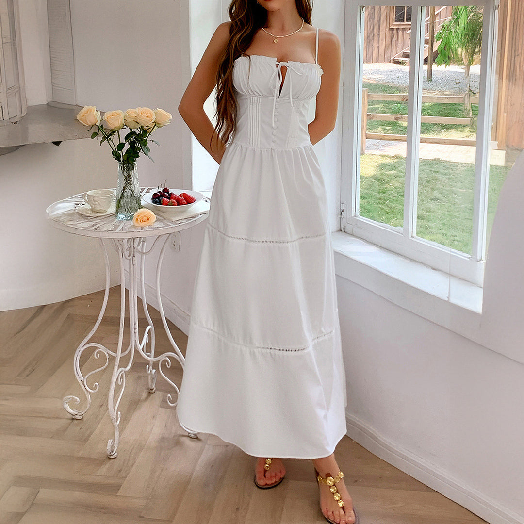 Damen Luftiges Sommerkleid mit Rüschendetails und Kordelzug R&B