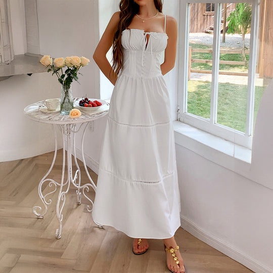 Damen Luftiges Sommerkleid mit Rüschendetails und Kordelzug R&B