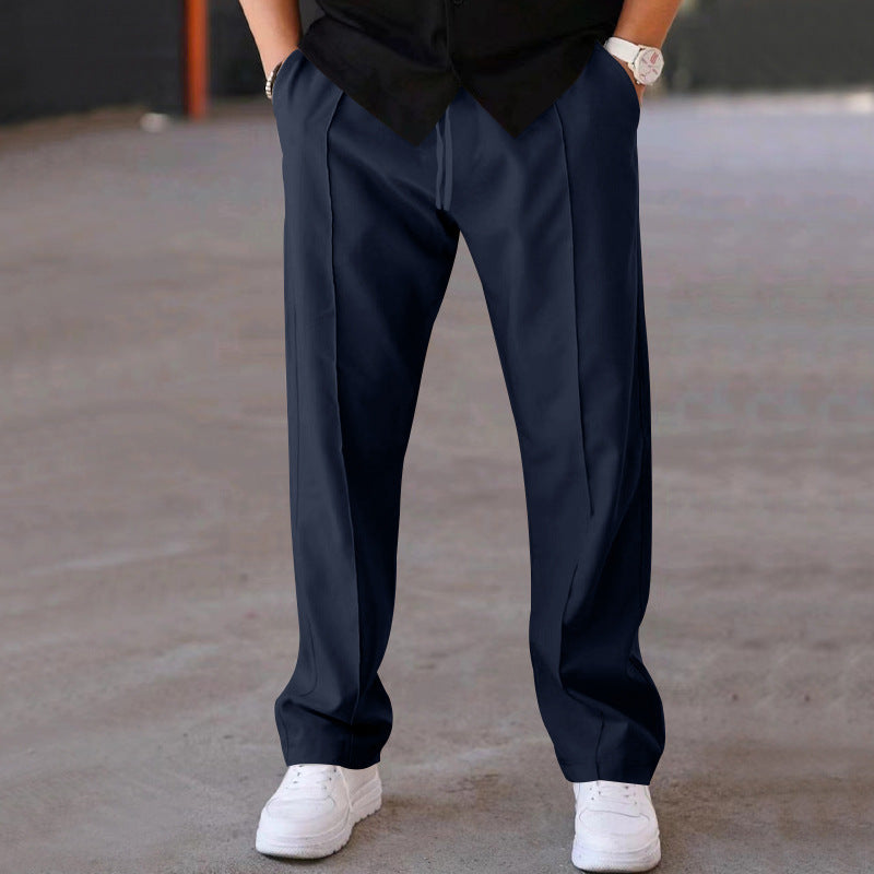 Herren elegante Freizeithose mit geradem Schnitt und klassischen Falten R&B