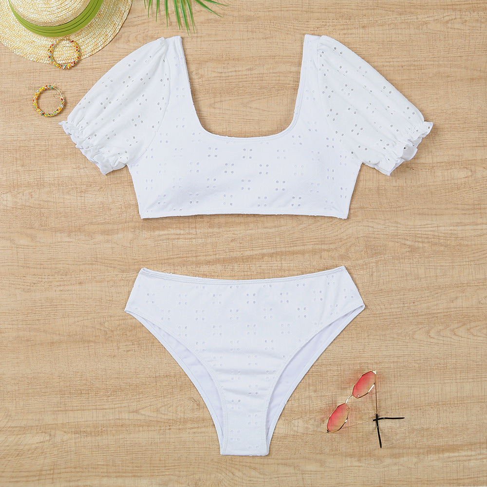 Damen Bikiniset mit Puffärmeln und floralen Details R&B
