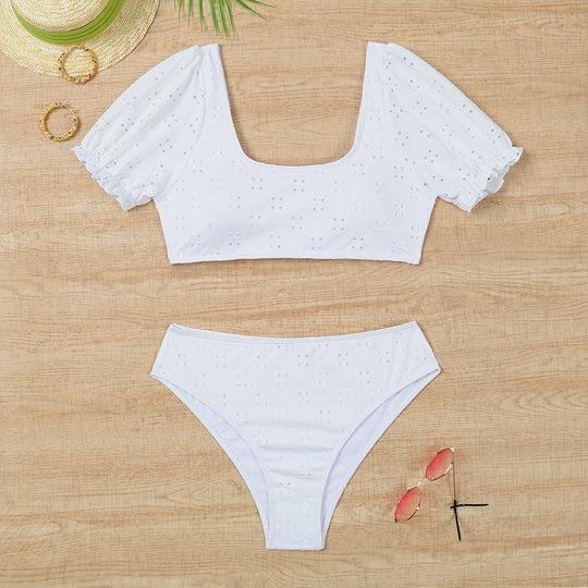 Damen Bikiniset mit Puffärmeln und floralen Details R&B