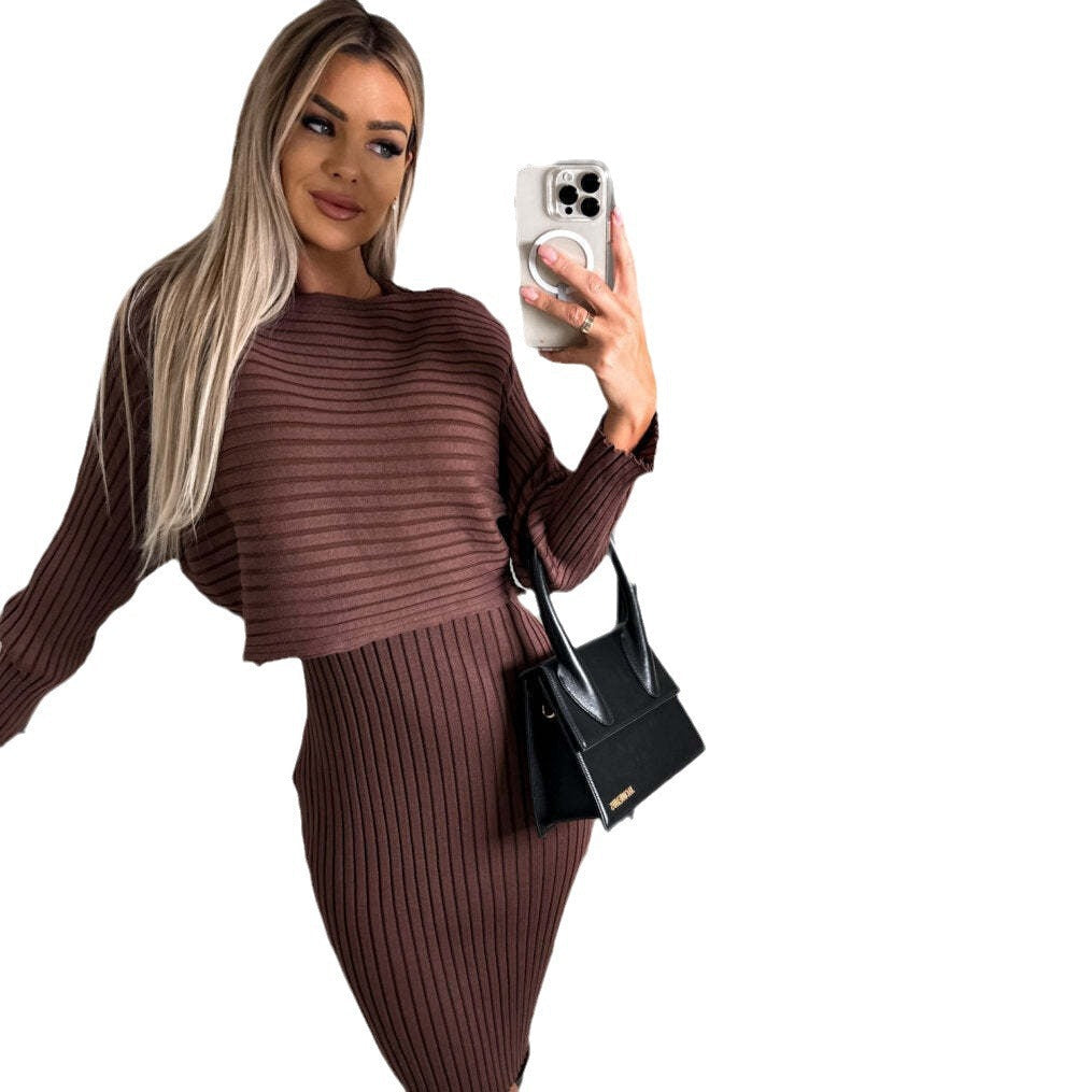 Damen Rippstrick Bodycon Kleid R&B