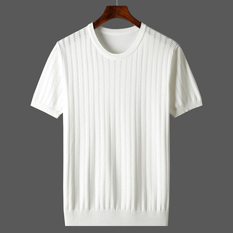 Damen Kurzarm Strickoberteil mit feinem Liniendesign und komfortablem Schnitt R&B