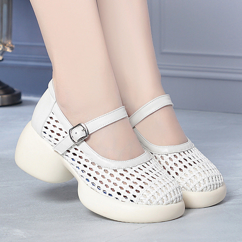 Damen Mary Jane Ballerinas mit modischem Flecht-Design und bequemer Sohle R&B