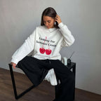 R&B | Pullover Sweatshirt Übergröße Fit Grafikdruck Baumwollmischung Rundhalsausschnitt