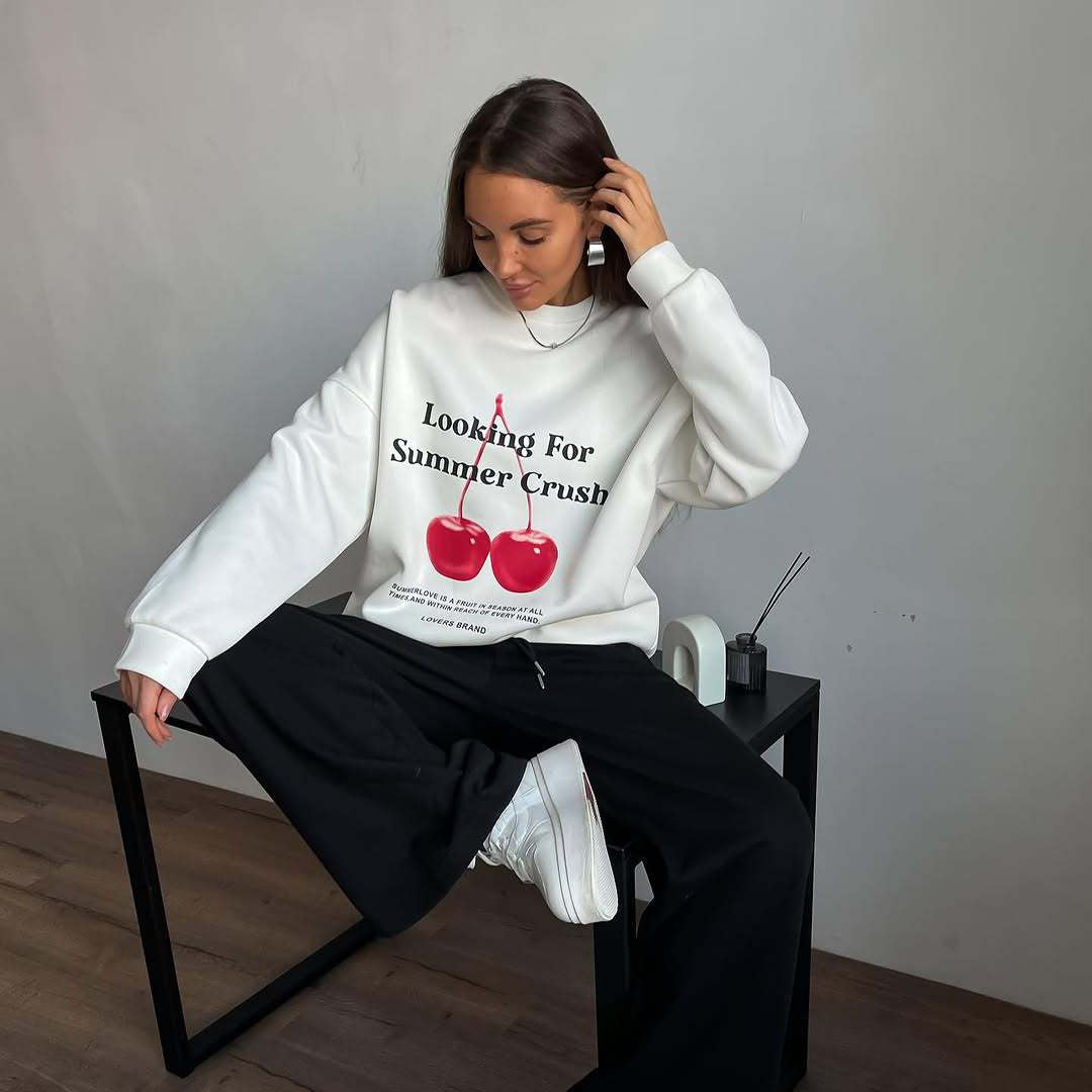 R&B | Pullover Sweatshirt Übergröße Fit Grafikdruck Baumwollmischung Rundhalsausschnitt