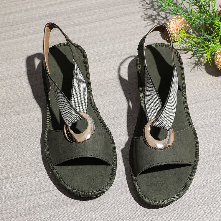 Damen Elegante Riemensandaletten mit modischem Ringelement R&B