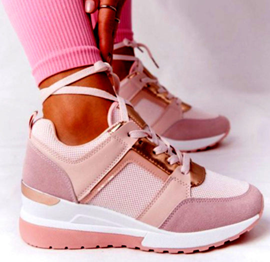 Damen modische Plateau-Sneaker mit atmungsaktiver Mesh-Oberfläche und komfortablem Fußbett R&B