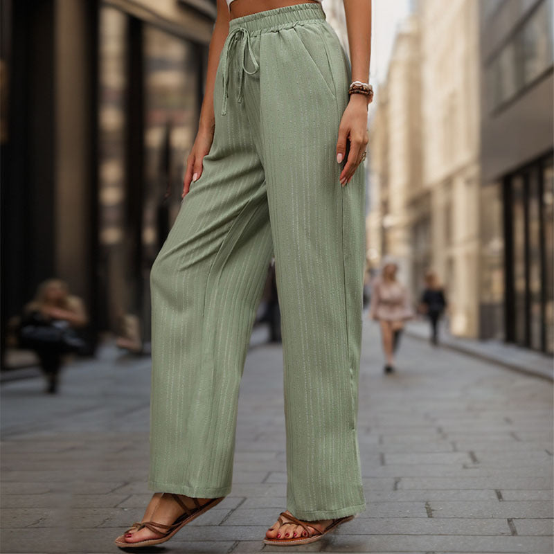 Damen Elegante und bequeme weite Hose mit elastischem Bund und Kordelzug R&B