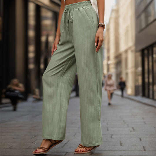 Damen Elegante und bequeme weite Hose mit elastischem Bund und Kordelzug R&B