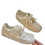 Damen Mode Sneaker mit luxuriösem Perlenakzent R&B