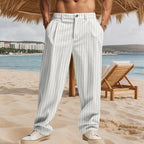 Herren nan lässig-elegante Nadelstreifen-Hose mit Bügelfalte und weitem Bein R&B