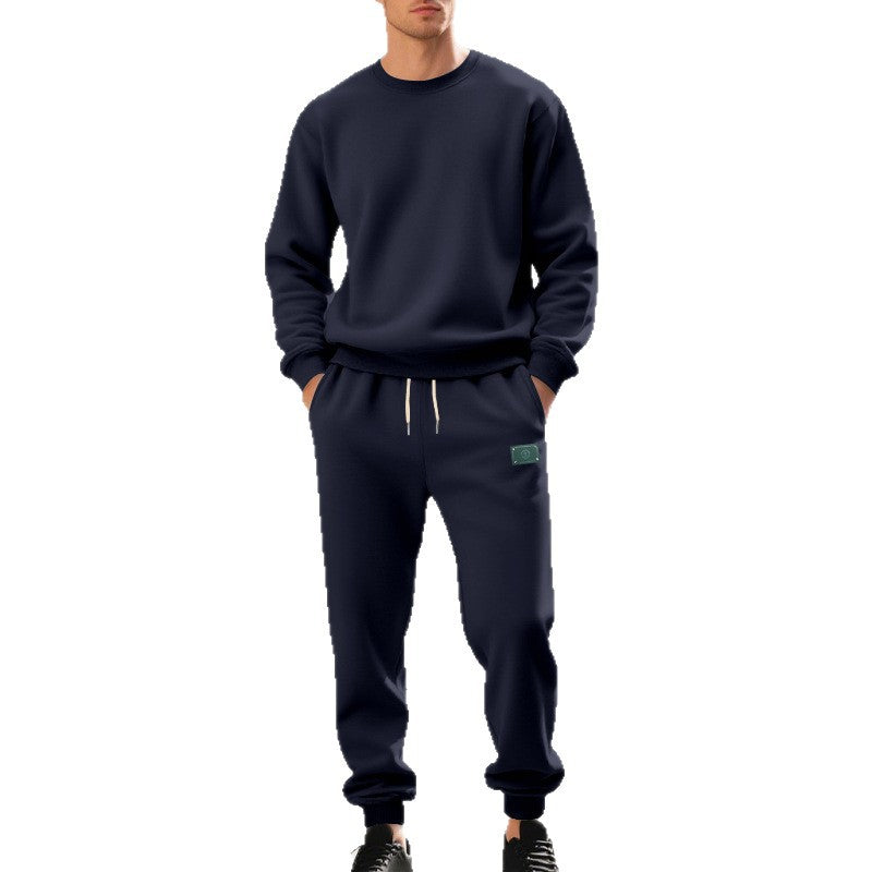 Herren nan relaxed-fit Baumwoll-Fleece-Jogginghose mit elastischem Tunnelzug, gerippten Beinabschlüssen und dezenter Patch-Applikation R&B