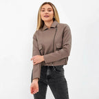 Damen cropped Kunstlederjacke mit praktischen Taschen und modernem Schnitt R&B