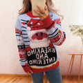Damen Weihnachts-Pullover mit kreativem Rentier-Motiv und fröhlichem Design R&B