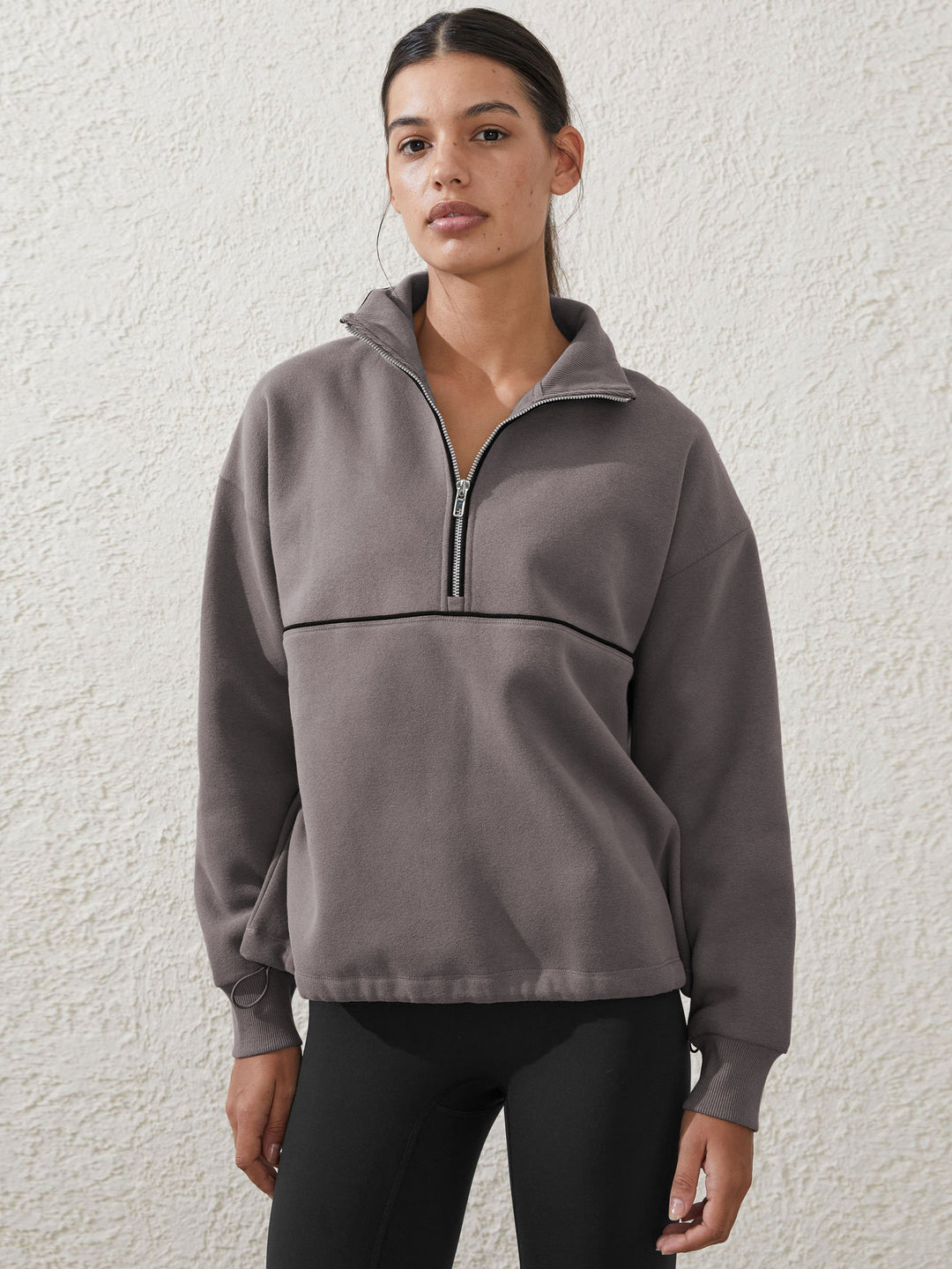 Damen Sportpullover mit hohem Kragen und Reißverschluss R&B