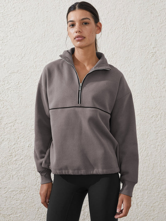 Damen Sportpullover mit hohem Kragen und Reißverschluss R&B