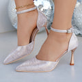 Damen elegante Slingback-Pumps mit spitzem Zehenbereich und modischem Riemen R&B