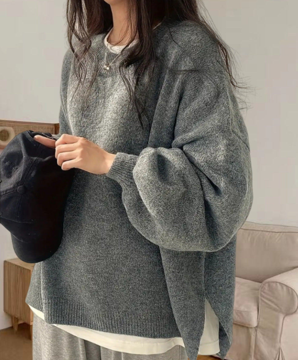 Damen Oversized Strickpullover mit eleganten Puffärmeln und modernem Design R&B