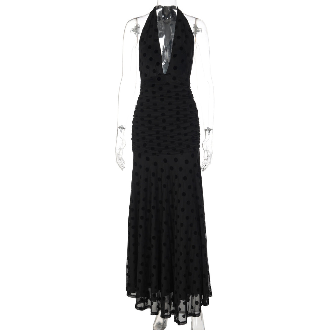 Damen Elegantes Maxikleid mit tiefem Ausschnitt und voluminösem Rock R&B