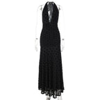 Damen Elegantes Maxikleid mit tiefem Ausschnitt und voluminösem Rock R&B