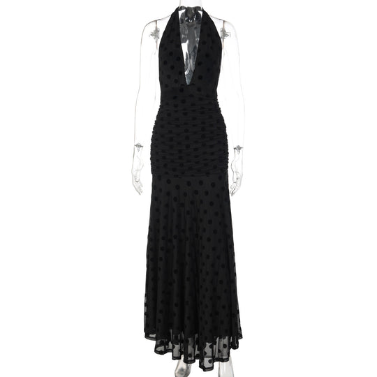Damen Elegantes Maxikleid mit tiefem Ausschnitt und voluminösem Rock R&B