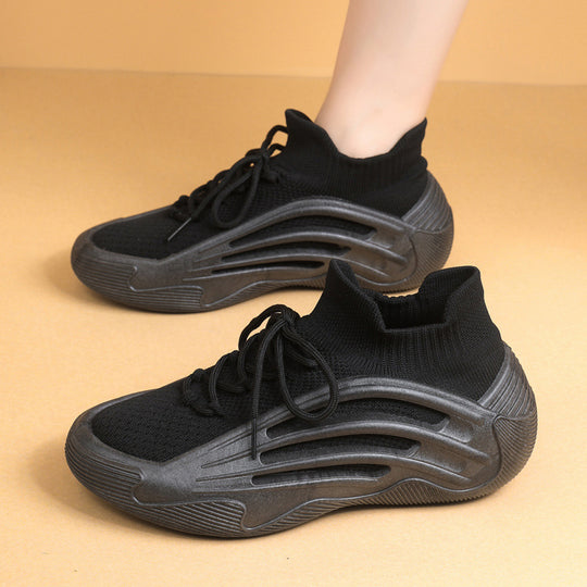 Damen Sportliche Sneakers mit atmungsaktiver Strick-Oberfläche und flexibler Sohle R&B