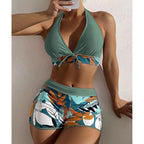Damen Bikini-Set mit modischem Neckholder-Design und sportlichem High-Waist-Schnitt R&B