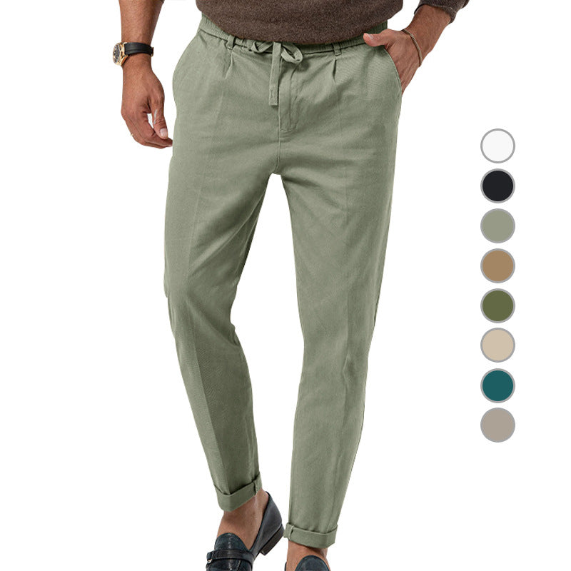 Herren entspannte Chinohose mit verstellbarem Kordelzug und seitlichen Taschen R&B